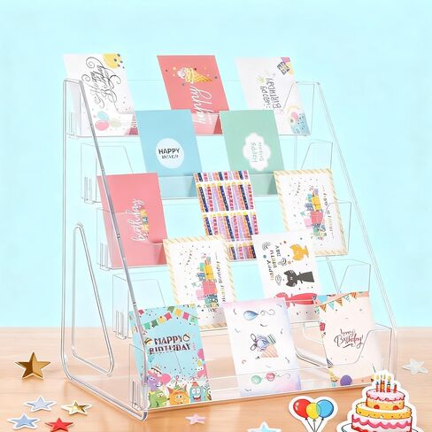 5-Tier Sticker Display Stand for Vendors, Pocket Acrylic Display Stands & Card Stand, Portable Organizer for Trade Shows, Retail Stores, Small Business Supplier Events in Kuwait