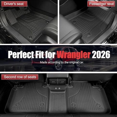 سجادات أرضية TPE وبطانة شحن لجميع الأحوال الجوية لسيارة Jeep Wrangler JL 2018-2026 4 أبواب بدون مضخم صوت، أرضية تحميل مسطحة من نوع الغاز in Kuwait