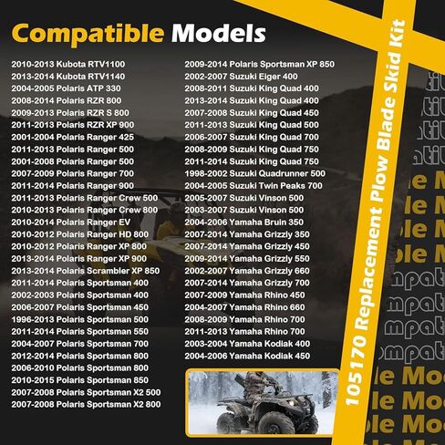 105170 مجموعة أدوات انزلاقية بديلة لشفرات المحراث متوافقة مع Kawasaki Mule Teryx Honda Foreman Rancher Can-Am Renegade Outlander John Deere Gator Polaris Ranger RZR Sportsman in Kuwait