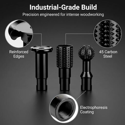 QWORK 3 PCS Wood Grinder Ball Gouge & Sphere Rotary Burr Set – 5/8"-11 Thread Angle Grinder Attachment for Hollowing, Shaping & Slotting – Heavy Duty Wood Carving Tools for Bowls, Spoons & Art in Kuwait