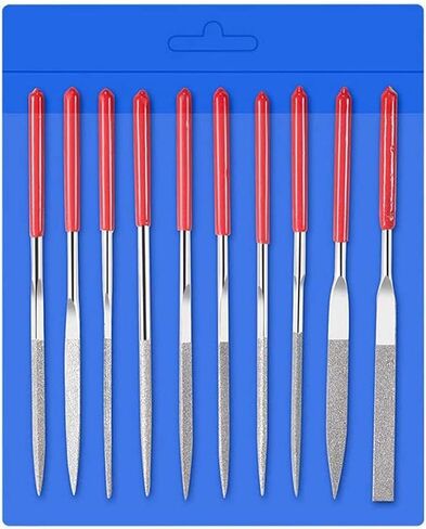 10pcs Diamond Needle File Set – Mini Precision Jewelry Files for Glass, Wood, Metal & Craft Carving, 3 x 140mm Small Needle Files for DIY & Hobby Use in Kuwait