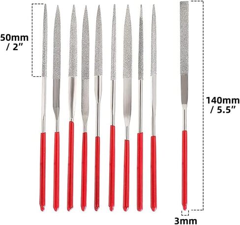 10pcs Diamond Needle File Set – Mini Precision Jewelry Files for Glass, Wood, Metal & Craft Carving, 3 x 140mm Small Needle Files for DIY & Hobby Use in Kuwait