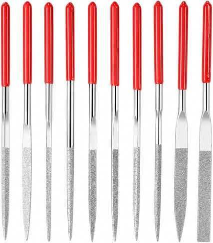 10pcs Diamond Needle File Set – Mini Precision Jewelry Files for Glass, Wood, Metal & Craft Carving, 3 x 140mm Small Needle Files for DIY & Hobby Use in Kuwait