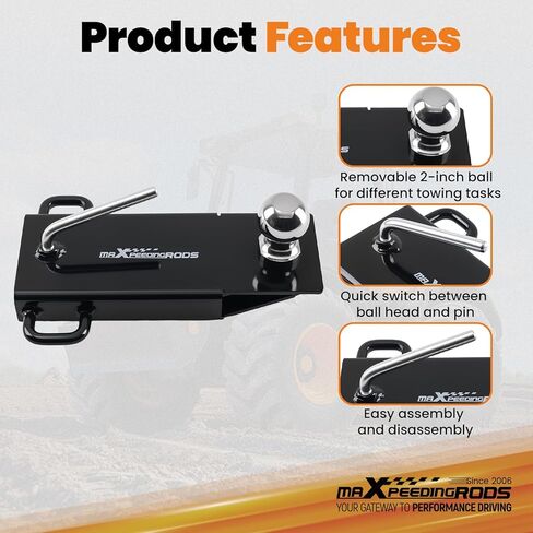 maXpeedingrods Ball Mount Hitch Adapter with 2" Removable Ball for Skid Loader, Forklift and Tractor Forks in Kuwait
