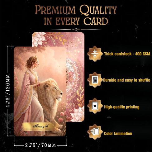 سطح التارو الفيكتوري الوردي، 78 بطاقة تارو مصورة للمبتدئين، بطاقات متينة على شكل تاروت على الطراز الرومانسي مع كتاب دليل، أداة العرافة والنمو الروحي in Kuwait