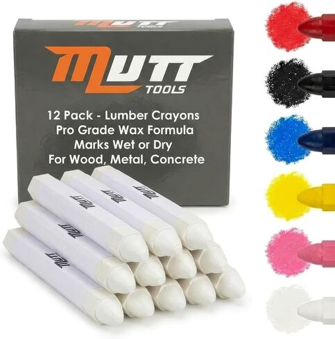 Mutt Tools Black Lumber Crayons 12 Pack - Wood Marking Crayons for Construction, Tire Marking Crayon, Wax Marker for Metal, Concrete - Crayones de Madera in Kuwait