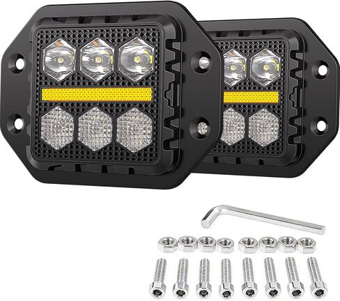 كبسولات LED مثبتة على السطح مقاس 5 بوصات، 8000LM بقعة الفيضانات كومبو شعاع أضواء احتياطية عكسية مع DRL، IP68 أضواء ممتصة للماء للشاحنة ATV UTV SUV Boat in Kuwait