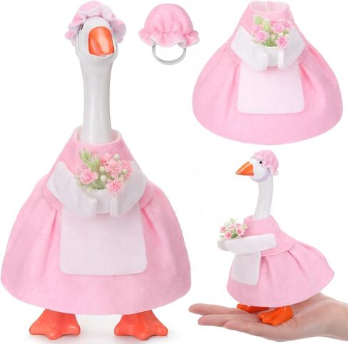 Gilprop Mini Desk Goose Outfit 7 بوصة المغناطيسي مكتب أوزة تمثال الملابس الملحقات ورأى الملابس لبطة مفتاح حامل الجدول ديكور الربيع عطلة المنزل حديقة الفصول الدراسية مكتب (2 جهاز كمبيوتر شخصى، زهرة) in Kuwait