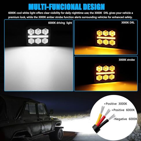 كبسولات LED مثبتة على السطح مقاس 5 بوصات، 8000LM بقعة الفيضانات كومبو شعاع أضواء احتياطية عكسية مع DRL، IP68 أضواء ممتصة للماء للشاحنة ATV UTV SUV Boat in Kuwait