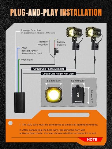 Oumurs دراجة نارية أدى أضواء الضباب 80W أضواء القيادة المساعدة أضواء الضباب العنبر الأبيض ثنائي اللون ستروب مع جبل بين قوسين 8000LM أضواء العمل على الطرق الوعرة متوافقة مع دراجة نارية ATV UTV شاحنة in Kuwait