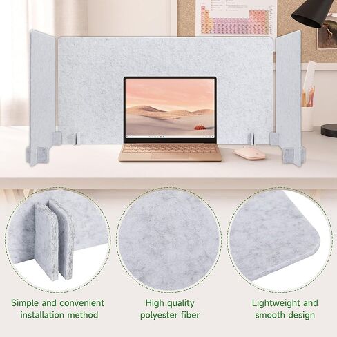Desk Privacy Panel 2PCS 23.6" x 23.6" and 1PCS 47.2" x 23.6" Acoustic Panel Portable Desk Partition Desk Divider Noise Visual Isolate Table Divider for Student Study Reception Area Office Library in Kuwait
