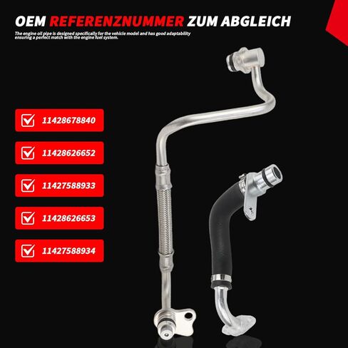 Turbocharger Oil Inlet Line Compatible with BMW 320i, 320i xDrive, 328i, 328i GT xDrive, 328i xDrive, X5, 528i, 528i xDrive, X3, 428i, 428i Replace #11428626653 (oil pipe) in Saudi Arabia