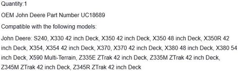 استبدال جون ديري UC18689 منحرف OEM in Kuwait