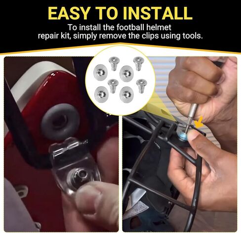 Mini Helmet Visor Quick Release Pin for Riddell Speed & Speedflex Football Helmet Facemask Fixed Screws Kit, Football Helmet Repair Kit Including T-Nuts & Snap Screw - 4 PCS in Kuwait