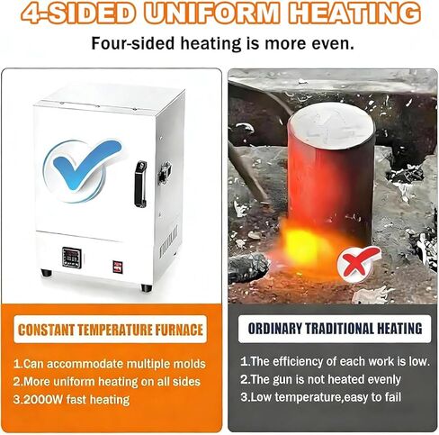 2000W Electric Pottery Kiln for Home Use, 0-2102℉ Metal Melting Furnace, Heat Treat Oven with Controller for Jewelry Making, Glazing, Clay, Wax Casting & DIY Projects in Kuwait