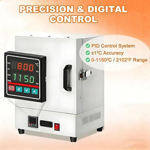 2000W Electric Pottery Kiln for Home Use, 0-2102℉ Metal Melting Furnace, Heat Treat Oven with Controller for Jewelry Making, Glazing, Clay, Wax Casting & DIY Projects in Kuwait