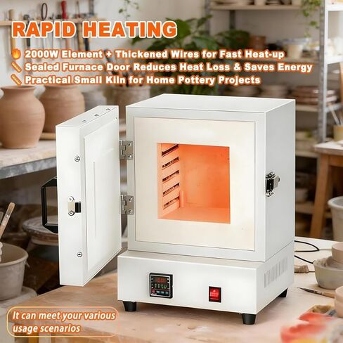 2000W Electric Pottery Kiln for Home Use, 0-2102℉ Metal Melting Furnace, Heat Treat Oven with Controller for Jewelry Making, Glazing, Clay, Wax Casting & DIY Projects in Kuwait