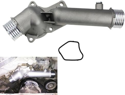 Thermostat Housing Compatible with 520i 528i E38 E39 Aluminum Coolant Outlet Water Neck Flange - Part Number 11531740478 in Kuwait