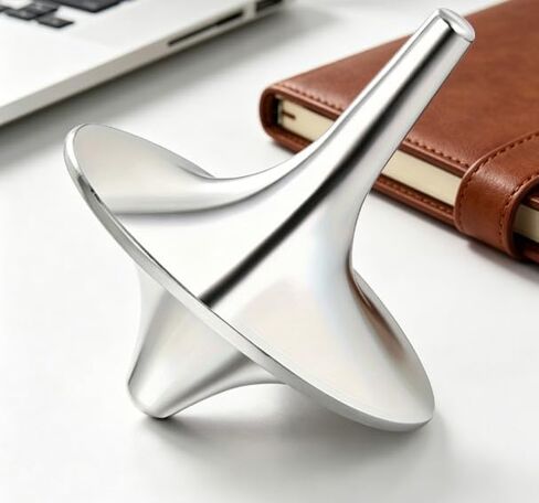 Silver Anti-Gravity Forever Spinning Top, Metal Desk for Stress Relief & Office Decor in Kuwait