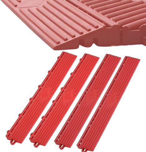 Japard Garage Floor Tiles Looped Edge 4 عبوات لبلاط أرضية المرآب على سطح السباق 15.5 بوصة × 2.35 بوصة (أسود، حافة 15.5 بوصة - 4 عبوات) in Kuwait