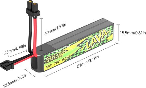 BETAFPV قطعتان من بطارية Lava II 2S 680 مللي أمبير في الساعة 7.6 فولت 95C LiHV Lipo مع موصل XT30 JST-XH2.54 قابس شحن متوافق مع طائرة بدون طيار بدون طيار كوادكوبتر مثل Pavo Pico II، Pavo Femto in Kuwait