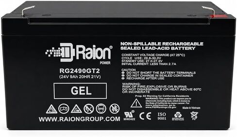 لعبة ركوب جل Raion Power 24V 9AH/20HR بطارية 24 فولت - ترقية وقت التشغيل الممتد - متوافقة مع ألعاب Ottaro Kids Ride On UTV واختيار ألعاب أخرى - استبدال بطاريات Longway 12FM7 7Ah in Kuwait