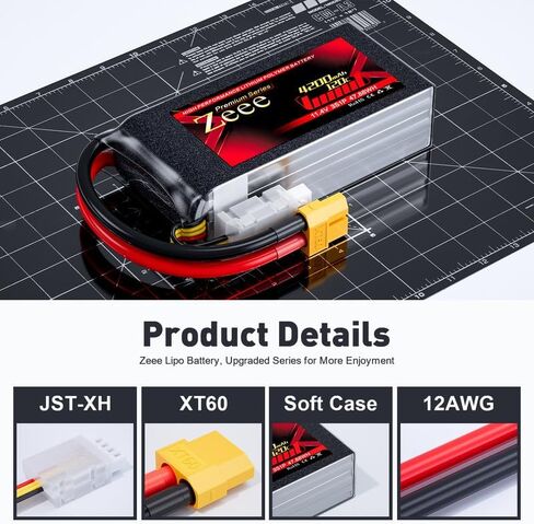Zeee Premium Series 3S Lipo Battery 4200mAh 11.4V High Voltage Shorty Battery 120C with XT60 Plug Soft Case HV Lipo Compatible with Rock Crawler Helicopter Airplane Drone Boat Racing Models(2 Pack) in Kuwait
