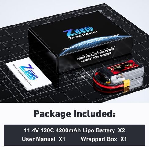 Zeee Premium Series 3S Lipo Battery 4200mAh 11.4V High Voltage Shorty Battery 120C with XT60 Plug Soft Case HV Lipo Compatible with Rock Crawler Helicopter Airplane Drone Boat Racing Models(2 Pack) in Kuwait