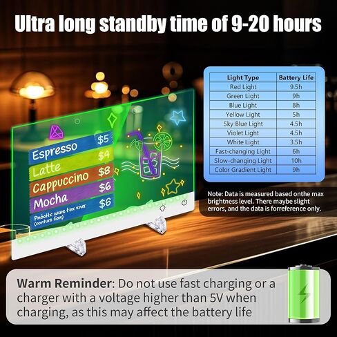 16" Rechargeable Led Drawing Board for Kids with 7 Light Effect, Glow Doodle Acrylic Dry Erase Board-Built-in Stand, Light Up Drawing Tablet Chalkboards for Kids, Gifts for Girls/Teen, 7 Markers in Kuwait