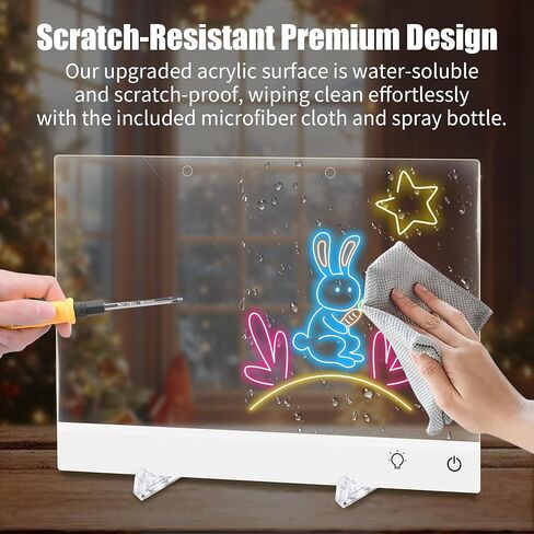 16" Rechargeable Led Drawing Board for Kids with 7 Light Effect, Glow Doodle Acrylic Dry Erase Board-Built-in Stand, Light Up Drawing Tablet Chalkboards for Kids, Gifts for Girls/Teen, 7 Markers in Kuwait