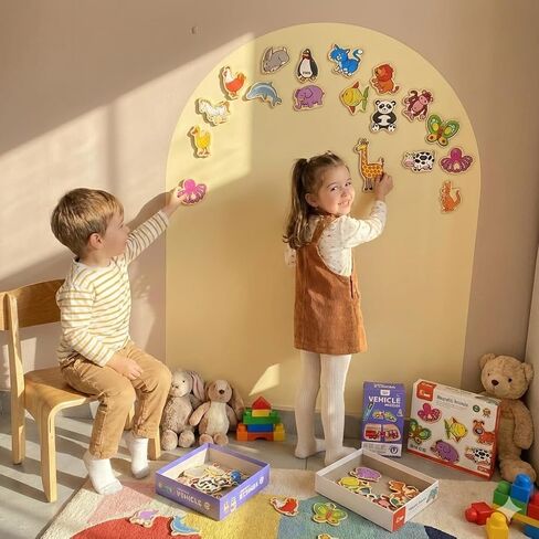 Upgraded | TRICOLINO Magnetic Arch Wall Decal | Beige | Premium Large size 32"×40" | Dual-Surface Dry Erase Playroom Board | Renter-Friendly Peel & Stick, No Damage | Kit Includes Chalk, Tray & Eraser in Kuwait