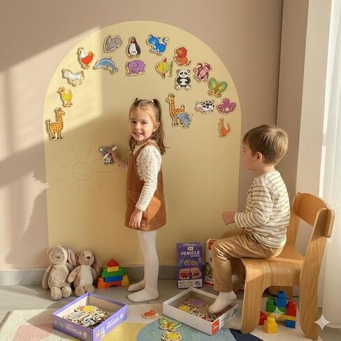 Upgraded | TRICOLINO Magnetic Arch Wall Decal | Beige | Premium Large size 32"×40" | Dual-Surface Dry Erase Playroom Board | Renter-Friendly Peel & Stick, No Damage | Kit Includes Chalk, Tray & Eraser in Kuwait