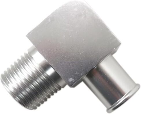 موصل خرطوم سخان من الألومنيوم الكروم 90 درجة - خيط NPT 1/2 بوصة إلى خرطوم خرطوم 5/8 بوصة - هيكل من الألومنيوم الخام بديل عالمي. مثالية لأنظمة خرطوم السخان in Kuwait