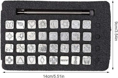 KIMISS DIY Leather Craft Stamping Tool Kit with 32PCS Cartoon Animal & Plant Leather Stamp Punch Set, for Embossing Leather Tags and Metal Stamping (Animal Print Punch) in Kuwait