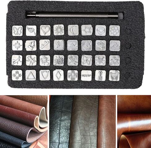 KIMISS DIY Leather Craft Stamping Tool Kit with 32PCS Cartoon Animal & Plant Leather Stamp Punch Set, for Embossing Leather Tags and Metal Stamping (Animal Print Punch) in Kuwait
