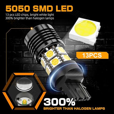 7440 7443 LED Backup Reverse Light Bulbs, Compatible For Chevy Camaro 2016 2017 2018 2019 2020 2021, 6000K White 300% Brightness, Plug n Play, Pack of 2 in Kuwait