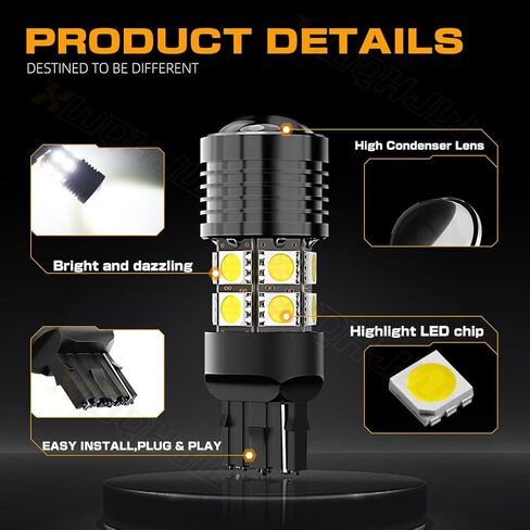 7440 7443 LED Backup Reverse Light Bulbs, Compatible For Chevy Camaro 2016 2017 2018 2019 2020 2021, 6000K White 300% Brightness, Plug n Play, Pack of 2 in Kuwait