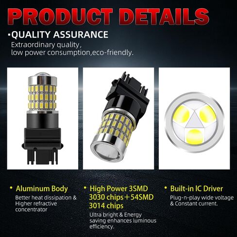 مصابيح إضاءة عكسية LED احتياطية لسيارة GMC Sierra 1500 1999-2013، 6000K أبيض، 3156 3157، عبوتان in Kuwait
