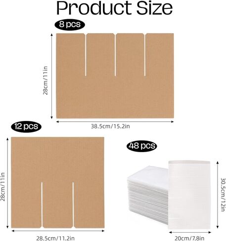 مجموعة أدوات مقسم زجاجات النبيذ مقاس 16 × 12 × 12 من CRUGLA مكونة من 4 قطع، شبكة من الورق المقوى 12 خلية مع أكمام إسفنجية، مجموعة تعبئة زجاجية للحركة أو التخزين أو الشحن (الصندوق الخارجي غير متضمن) in Kuwait