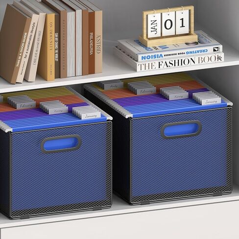 2 Pack Hanging File Organizer, File Folder Organizer Box Filing Crate Storage Frame for File Cabinet, Mesh Metal, Letter Size in Kuwait