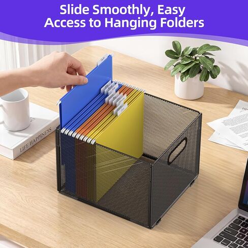 2 Pack Hanging File Organizer, File Folder Organizer Box Filing Crate Storage Frame for File Cabinet, Mesh Metal, Letter Size in Kuwait