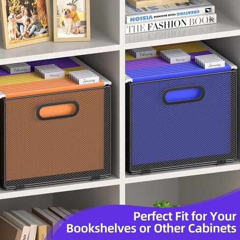 2 Pack Hanging File Organizer, File Folder Organizer Box Filing Crate Storage Frame for File Cabinet, Mesh Metal, Letter Size in Kuwait