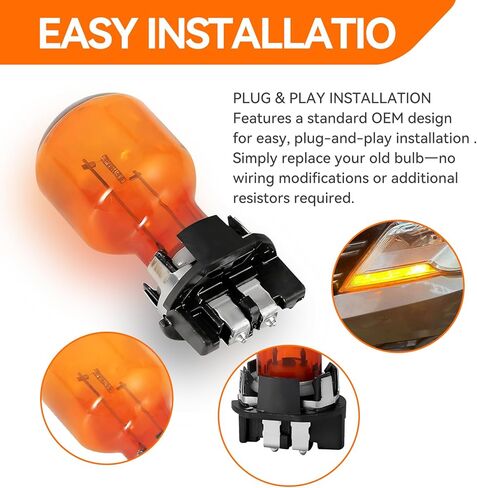 2 Pack PWY24W 24W 12V Amber Turn Signal Light Bulbs, Replacement for 2016-2017 Volkswagen Passat/Lavida/Octavia, Audi A4/Q3/Q7, Ford Fusion/Mondeo/EDGE, Fits Part #12174, 12174NA, 12174 NAHTR in Kuwait