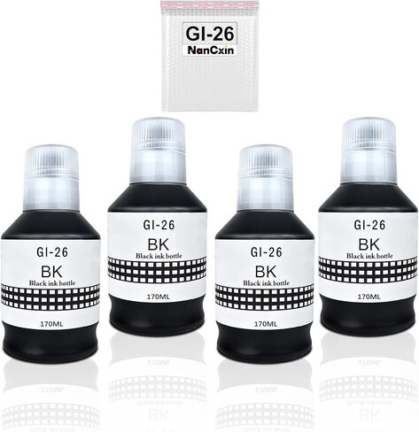 GI-26 GI26 Black Ink Bottle Refills for Canon 26 GI26 GI-26 Ink Refill Bottles for Canon MAXIFY GX7021 GX6021 GX7020 GX6020 GX4020 GX5020 GX3020 GX6120 Megatank Printer Ink Bottles (4-Bottle 170ML) in Kuwait
