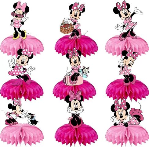 For Minnie Birthday Party Supplies, 9Pcs Honeycomb Centerpieces for Mouse Party Decorations, Double Sided Table Decorations Centerpieces Party in Kuwait