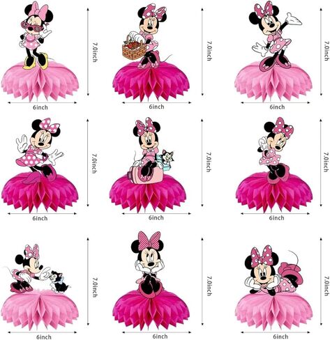 For Minnie Birthday Party Supplies, 9Pcs Honeycomb Centerpieces for Mouse Party Decorations, Double Sided Table Decorations Centerpieces Party in Kuwait