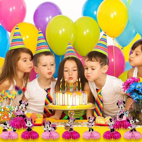 For Minnie Birthday Party Supplies, 9Pcs Honeycomb Centerpieces for Mouse Party Decorations, Double Sided Table Decorations Centerpieces Party in Kuwait