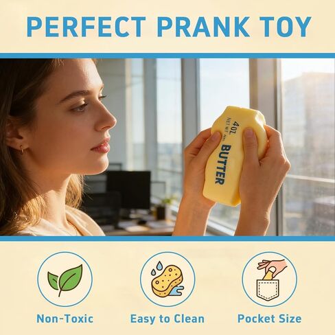 Slow Rebound Butter Squeeze Stress Ball, Realistic Soft Foam Stress Relief Toy for Adults, Anxiety Relief Desk Fidget, Sensory Relaxation Too (2 Pack) in Kuwait