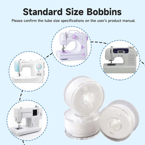 18White + 18Black Bobbin Thread, A Bobbin case, Total 36 PCS Sewing bobbins. Size A prewound Sewing Suitable for Embroidery and Sewing Machines, Brother Singer Embroidery BabyLock Janome Singer. in Kuwait