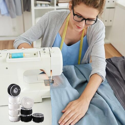 18White + 18Black Bobbin Thread, A Bobbin case, Total 36 PCS Sewing bobbins. Size A prewound Sewing Suitable for Embroidery and Sewing Machines, Brother Singer Embroidery BabyLock Janome Singer. in Kuwait